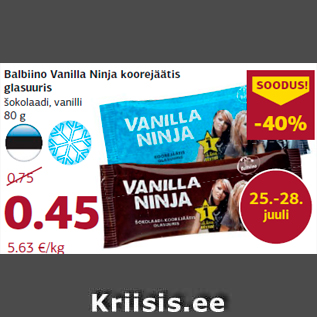 Allahindlus - Balbiino Vanilla Ninja koorejäätis glasuuris