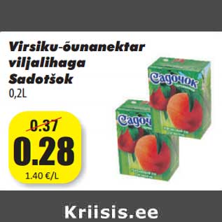 Скидка - Персиково-яблочный нектар Sadotšok 0,2 л