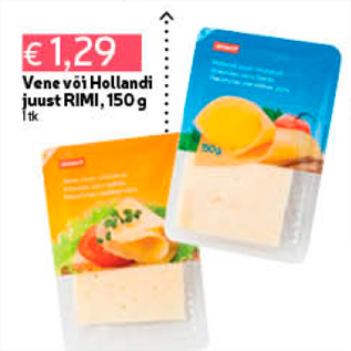 Allahindlus - Vene või Hollandi juust RIMI, 150 g