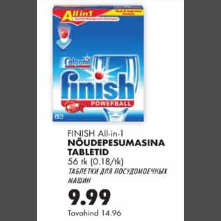 Allahindlus - Nõudepesumasina tabletid Finish All-in-1