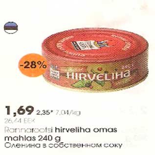 Allahindlus - Rannarootsi hirveliha omas mahlas