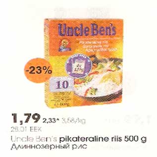 Allahindlus - Uncle Ben`s pikateraline riis