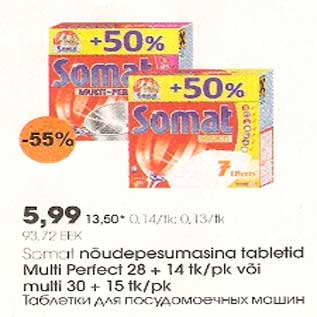 Allahindlus - Somat nõudepesumasina tabletid Multi Perfect 28+ või Multi 30+