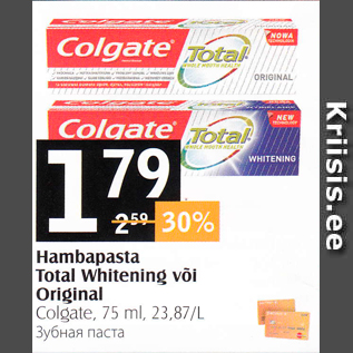 Allahindlus - Hambapasta Total Whitening või Original