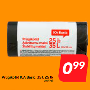 Скидка - Пакеты для мусора ICA Basic, 35 л, 25 шт.