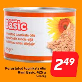 Allahindlus - Purustatud tuunikala õlis Rimi Basic, 425 g