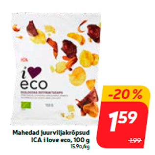 Allahindlus - Mahedad juurviljakrõpsud ICA i love eco, 100 g