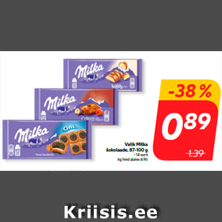 Allahindlus - Valik Milka šokolaade, 87-100 g