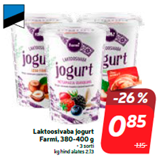 Скидка - Йогурт без лактозы Farmi, 380-400 г