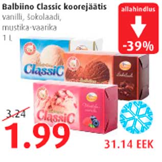 Allahindlus - Balbiino Classic koorejäätis