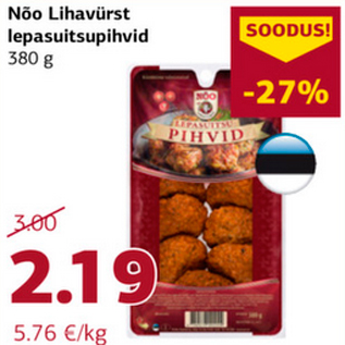 Allahindlus - Nõo Lihavürst lepasuitsupihvid 380 g