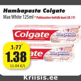 Allahindlus - Hambapasta Colgate Max White 125 ml