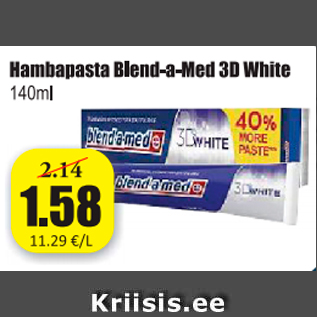 Allahindlus - Hambapasta Blend-a-Med 3D White 140 ml