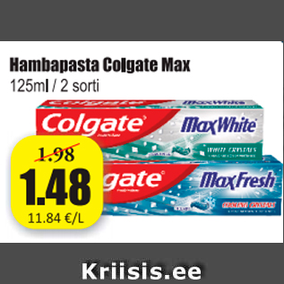 Allahindlus - Hambapasta Colgate Max