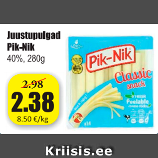 Allahindlus - Juustupulgad Pik-Nik