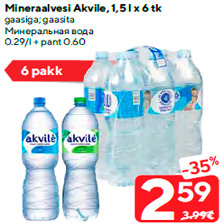 Allahindlus - Mineraalvesi Akvile, 1,5 l x 6 tk