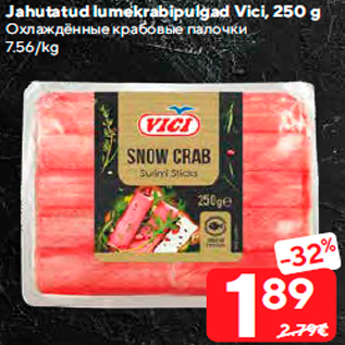 Allahindlus - Jahutatud lumekrabipulgad Vici, 250 g