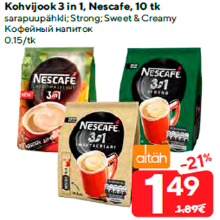 Allahindlus - Kohvijook 3 in 1, Nescafe, 10 tk