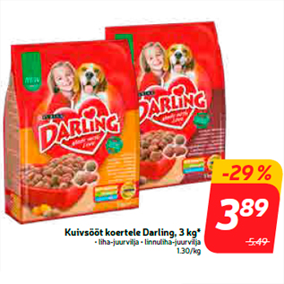 Allahindlus - Kuivsööt koertele Darling, 3 kg*