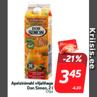 Allahindlus - Apelsinimahl viljalihaga Don Simon, 2 l