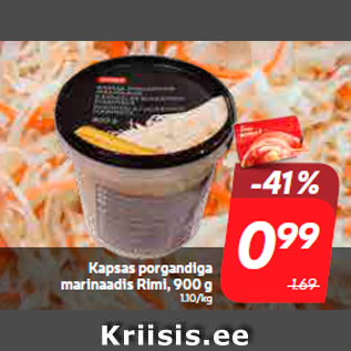 Allahindlus - Kapsas porgandiga marinaadis Rimi, 900 g