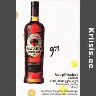Allahindlus - Muu piiritusjook Bacardi Oak Heart 35%, 0,7 l