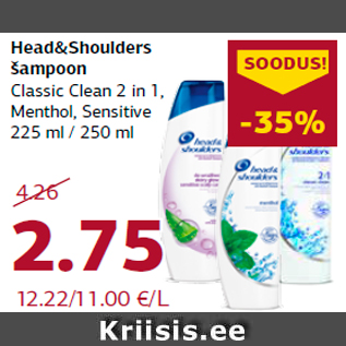 Allahindlus - Head&Shoulders šampoon