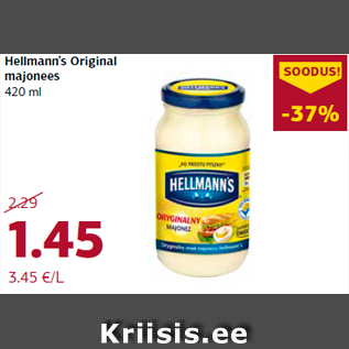 Allahindlus - Hellmann’s Original majonees 420 ml