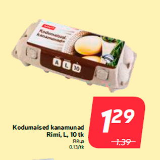 Allahindlus - Kodumaised kanamunad Rimi, L, 10 tk