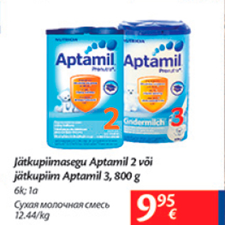 Allahindlus - Jätkupiimasegu Aptamil 2 või jätkupiim Aptamil 3, 800 g