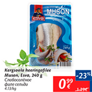 Allahindlus - Kergsoola heeringefilee Muson, Esva, 240 g