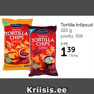 Allahindlus - Tortilla krõpsud 185 g