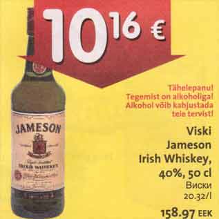 Allahindlus - Viski Jameson Irish Whiskey