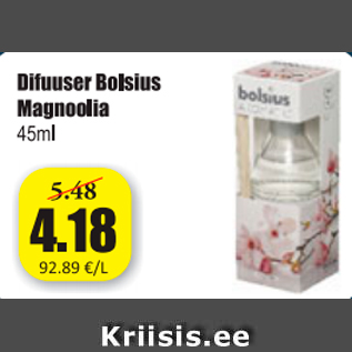 Allahindlus - Difuuser bolsius Magnoolia 45 ml