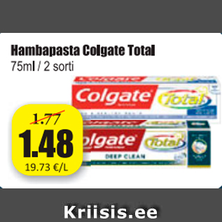 Allahindlus - Hambapasta Colgate Total