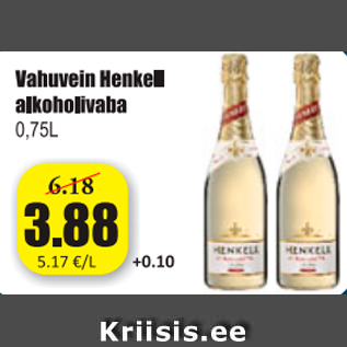 Скидка - Вино игристое Henkell безалкогольное 0.75 л