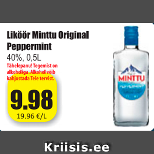 Allahindlus - Liküür Minttu Original Peppermint