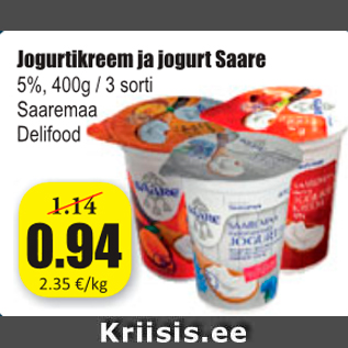 Allahindlus - Jogurtikreem ja jogurt Saare