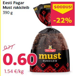 Allahindlus - Eesti Pagar Must rukkileib 390 g