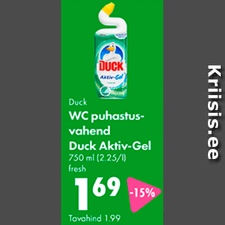 Allahindlus - Duck WC puhastusvahend Duck Aktiv-gel 750 ml