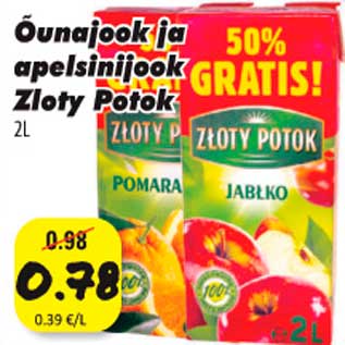 Скидка - Яблочный и апельсиновый напиток Zloty Potok