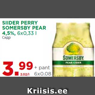 Allahindlus - SIIDER PERRY SOMERSBY PEAR 4,5%, 6x0,33 l