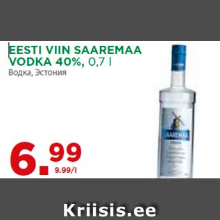 Allahindlus - EESTI VIIN SAAREMAA VODKA 40%, 0,7 l