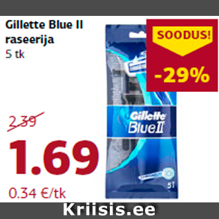 Allahindlus - Gillette Blue II raseerija 5 tk