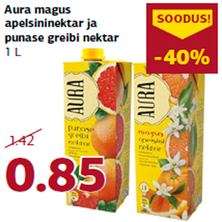 Allahindlus - Aura magus apelsininektar ja punase greibi nektar 1 L