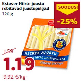 Allahindlus - Estover Hiirte juustu rebitavad juustupulgad 120 g