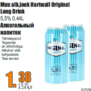 Allahindlus - Muu alk.jook Hartwall Original Long Drink