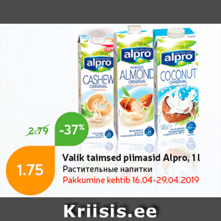 Allahindlus - Valik taimsed piimasid Alpro, 1 l