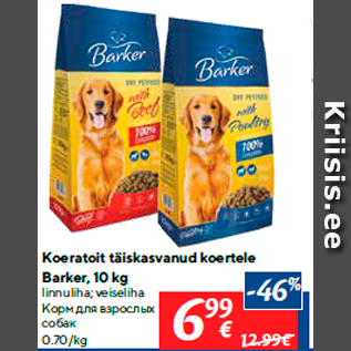 Allahindlus - Koeratoit täiskasvanud koertele Barker, 10 kg