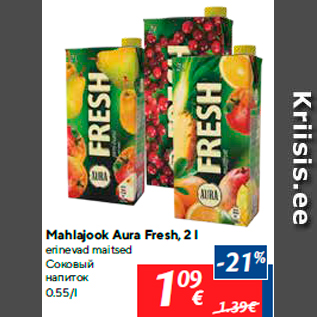 Allahindlus - Mahlajook Aura Fresh, 2 l